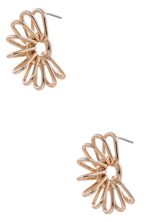 Metal Half Flower Hoop Earrings