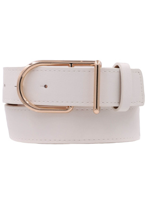 Metal Asymmetrical D Buckle Faux Leather Belt