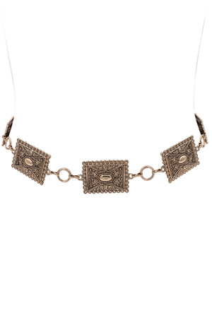 Metal Filigree Rectangle Link Chain Belt