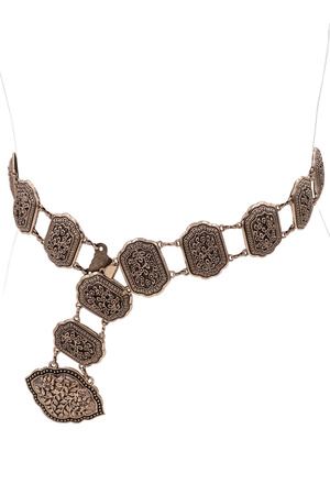 Embossed Filigree Chain Link  Accent Buckle Belt