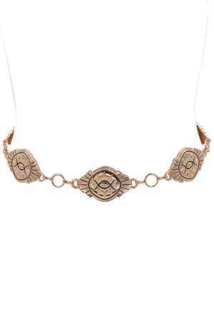 Metal Western Oval Concho Linked Chain Belt