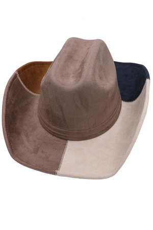 Faux Suede Color Block Cowboy Hat