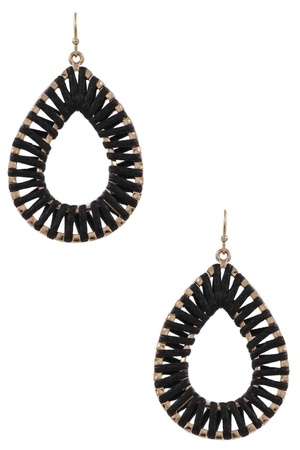 Metal Faux Leather Teardrop Dangle Earrings