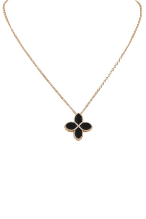 Brass Metal MOP Quatrefoil Necklace