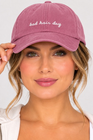 BAD HAIR DAY Embroidered Washed Hat