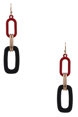 Metal Color Coated Cast Oval Linked Drop Earrings