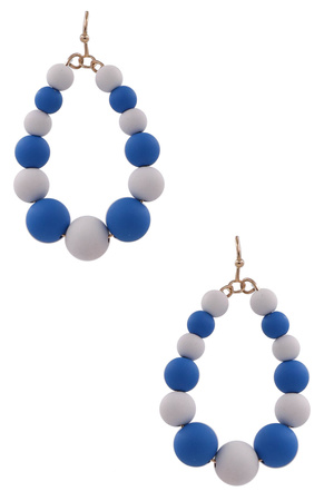Metal Coated Beaded Teardrop Drop Earrings