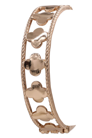 Metal Quatrefoil Linked Bangle Bracelet