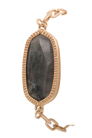 Metal Geometric Stone Toggle Bracelet