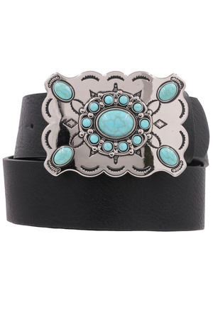 Southwestern Floral Cab Rectangle Buckle Belt