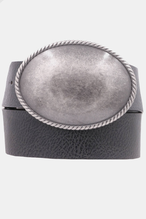 Metal Rope Trimmed Simple Oval Buckle Belt