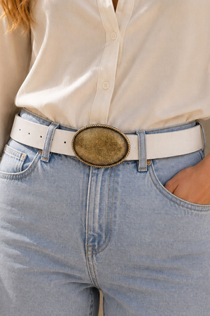 Metal Rope Trimmed Simple Oval Buckle Belt