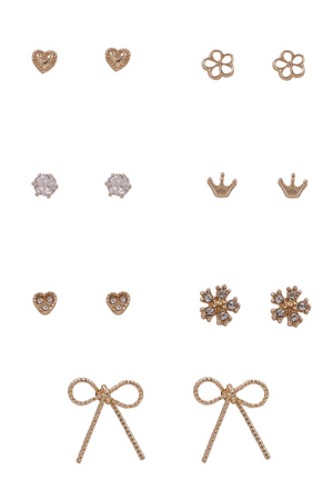 Metal Assorted Heart Bow Tie Post Earrings