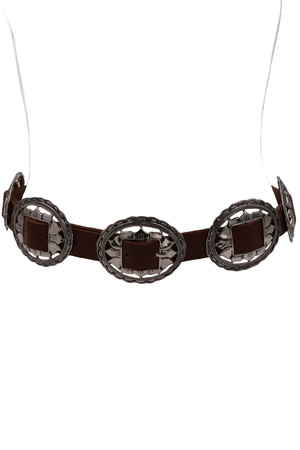 Faux Leather Sunflower Linked Concho Belt