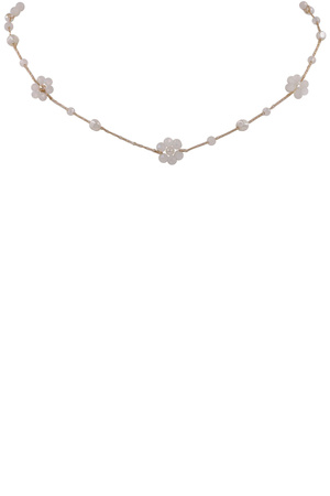 Metal Glass Beaded Flower Necklace