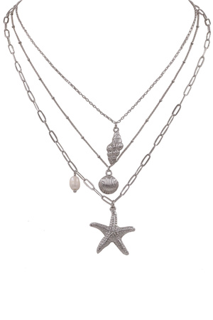 Metal Layered Sea Animal Charm Necklace