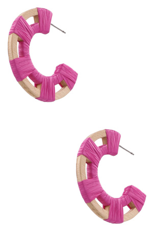 Raffia Wood Hoop Earrings