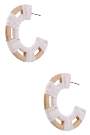 Raffia Wood Hoop Earrings