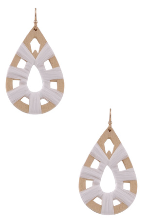Raffia Wood Teardrop Dangle Earrings