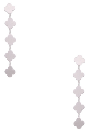 Metal Linked Quatrefoil Drop Dangle Earrings