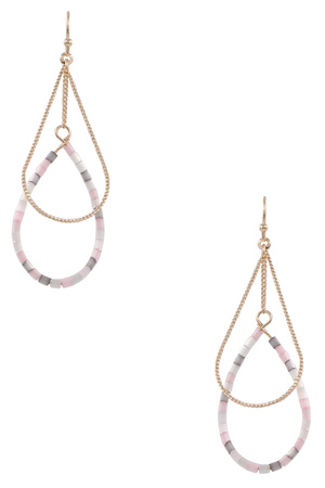 Metal Beaded Layered Teardrop Dangle Earrings
