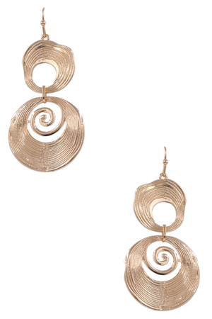 Metal Double Spiral Linked Dangle Earrings