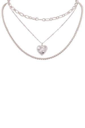 Metal Chain Layered Heart Pendant Necklace