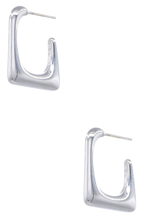 Metal Sterling Silver Rectangular Hoop Earrings
