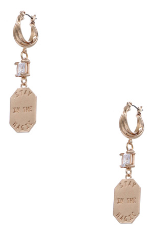 Brass Metal 'STAY IN THE MAGIC' Hoop Earrings