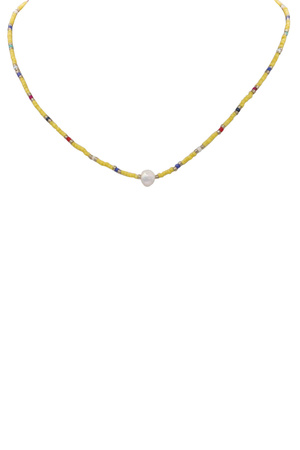 Seed Beaded Pearl Charm Necklace