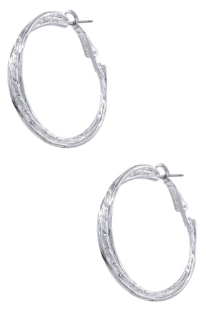 Metal Textured Twisted Hoop Earrings