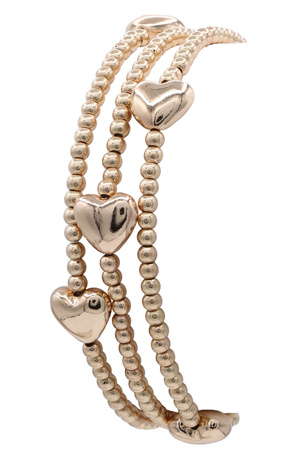 Metal Beaded Heart Layered Stretch Bracelet Set