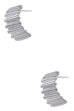 Metal Sterling Silver Post Textured Earrings