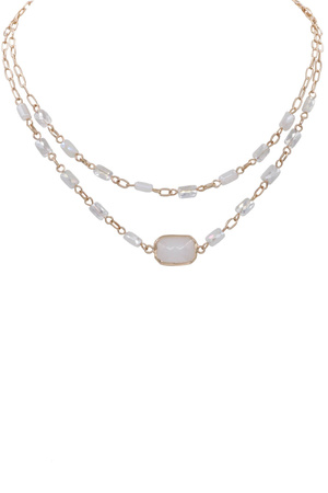 Metal Layered Beaded Necklace