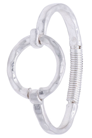 Metal Hammered  Circle Cutout Bangle Bracelet