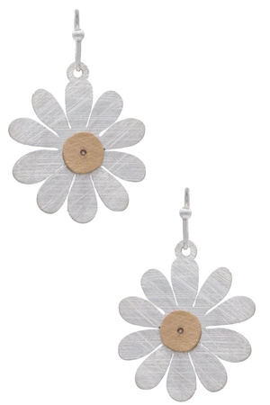 Brass Metal Flower Earrings