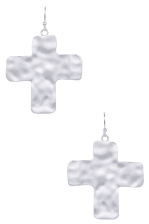 Metal Hammered Cross Earrings