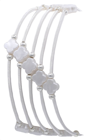 Metal Coil Quatrefoil Stretch Bracelet Set