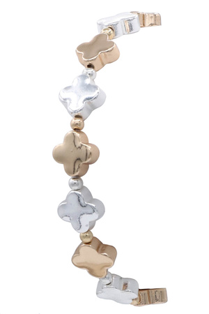 Metal Station Quatrefoil Stretch Bracelet