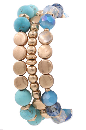 Semi Precious Stone Stretch Bracelet Set