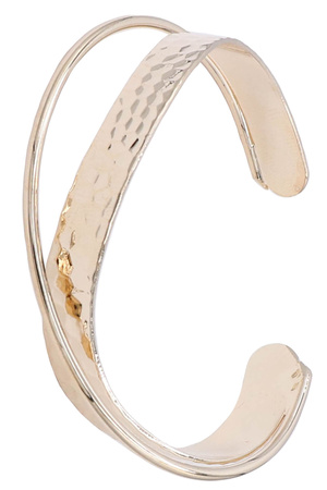 Textured Brass Wave Open Bracelet