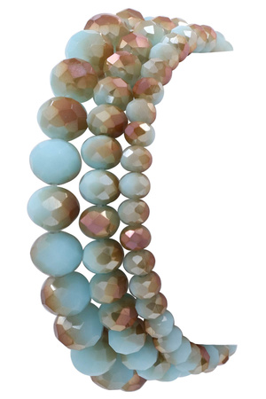 Faceted Beaded Layered Stretch Bracelet Set