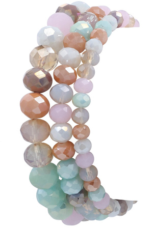 Faceted Beaded Layered Stretch Bracelet Set