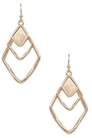 Metal Layered Diamond Dangle Earrings