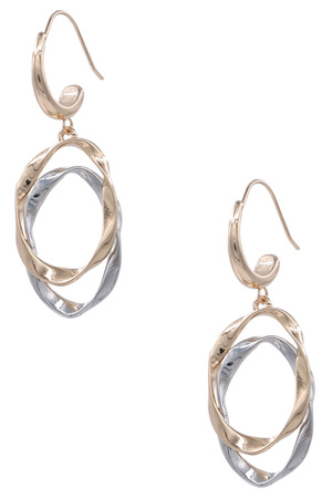 Metal Twisted Oval Layered Dangle Earrings