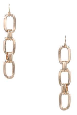 Metal Oval Linked Dangle Earrings