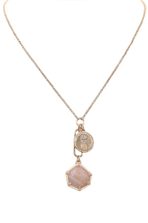 Metal Stone Pendant Horseshoe Heart Charm Necklace