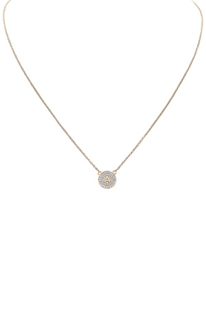 Brass Metal Rhinestone Disc 'A' Monogram Necklace