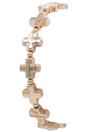 Metal Beaded Cross Stretch Bracelet