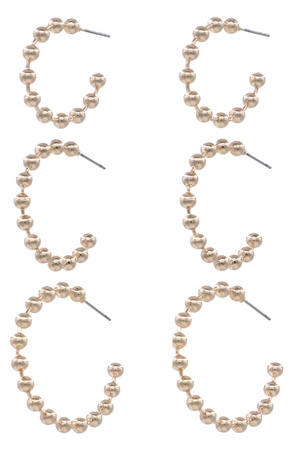Metal Assorted Ball Station Hoop Earring Set